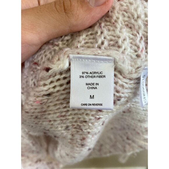 Soho New York & Company Womens Speckled Knit Cowl Neck Sweater M Ivory Pink - Picture 5 of 7